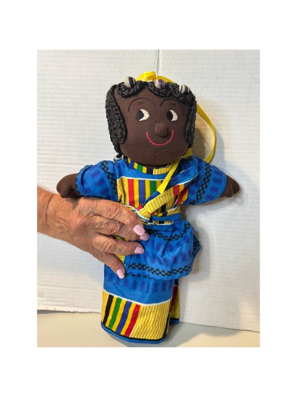 African Doll Girls Blue Patterned One Size